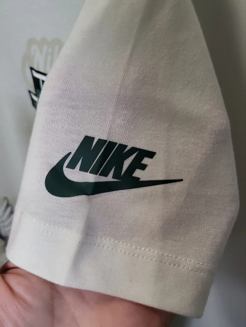 Nike White Tee with Green & Purple Graphic 'Just Do It'